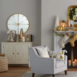* Gold Foil Print Tassel Pouf Discount< Ottomans & Poufs