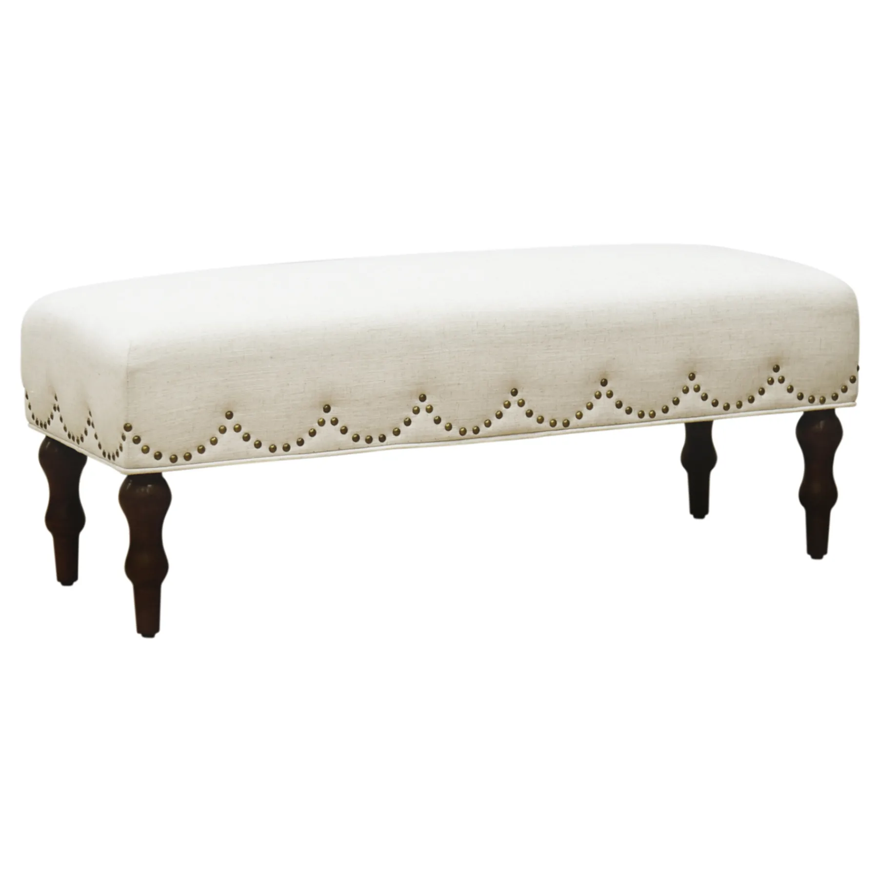 * Grace Mitchell Ellery Bench With Scalloped Nailheads Promotion< Benches