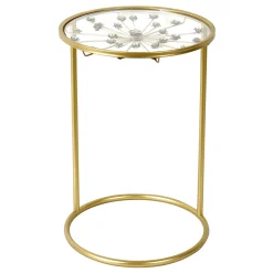 * Grace Mitchell Round Gold Accent Table With Glass Top Fashion< Accent Tables