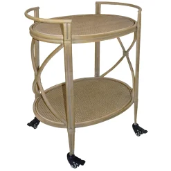 * Grace Mitchell 2-Tier Rattan Shelf Bar Cart With Metal Frame Outlet< Baker'S Racks & Bar Carts