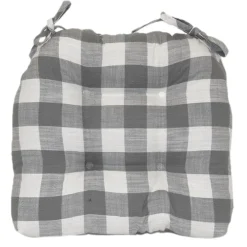 * Grey Cotton Buffalo Check Chair Pad Cheaper< Dining Chair Cushions & Pads