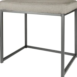 * Grey Rectangle Vanity Stool Premium< Stools & Benches