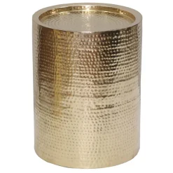 * Hammered Gold Drum Accent Table, Medium Outlet< Accent Tables