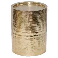 * Hammered Gold Drum Accent Table, Large Exquisite Gifts< Accent Tables