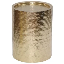* Hammered Gold Metal Drum Accent Table, Small Bargain Sale< Accent Tables