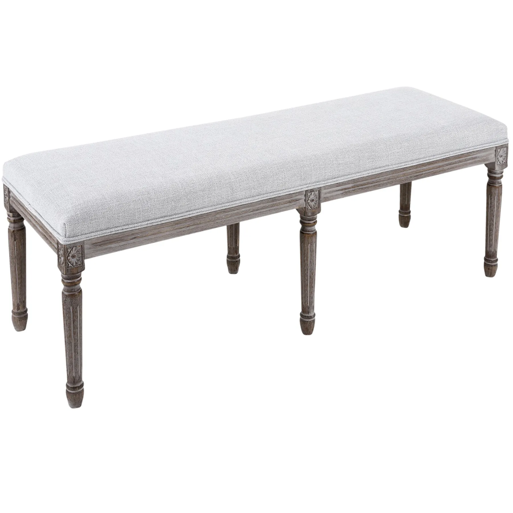 * Heritage Light Grey Linen Bench Cheaper< Benches