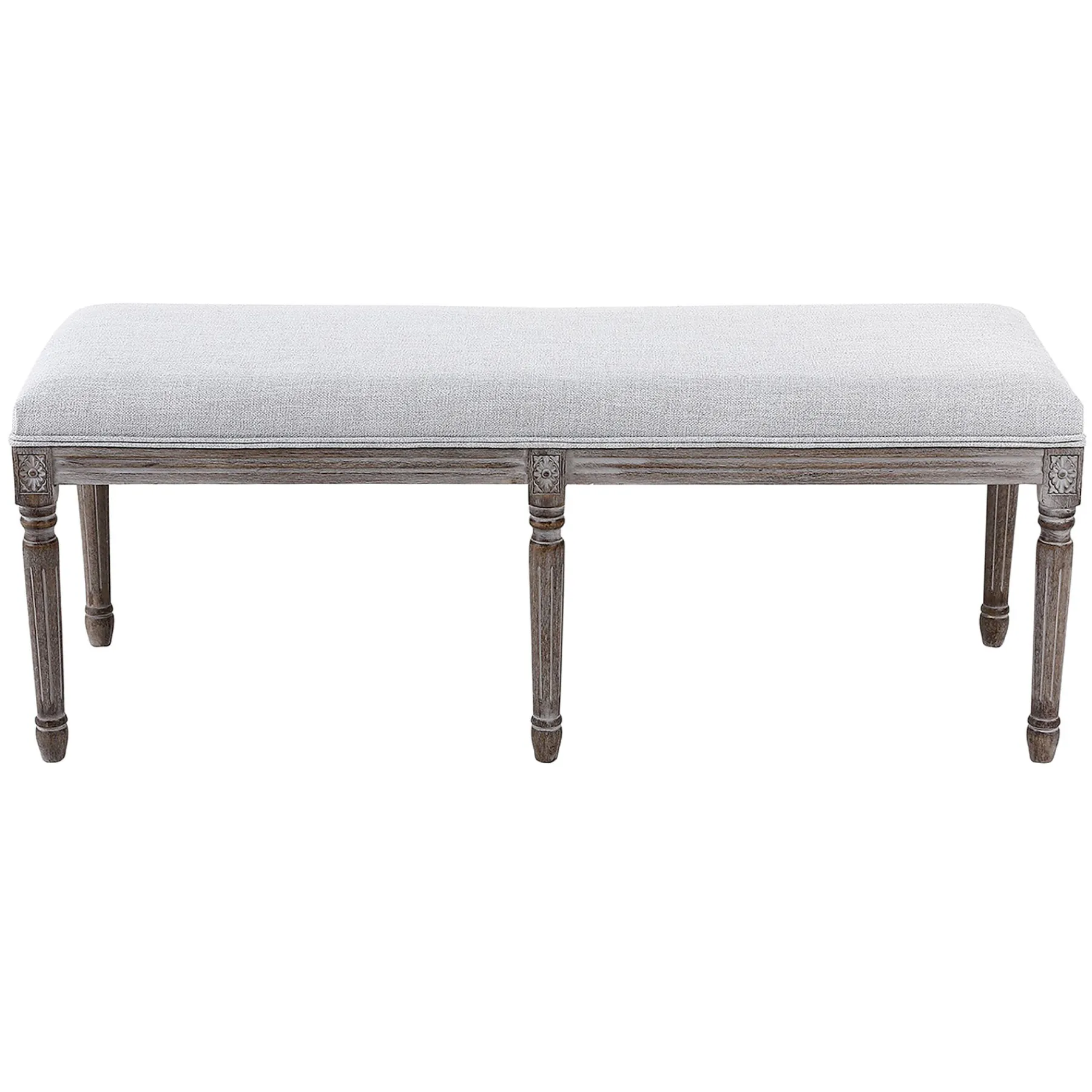 * Heritage Light Grey Linen Bench Cheaper< Benches