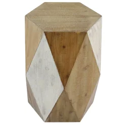 * Hexagon Wood Stool Accent Table Promotion< Accent Tables