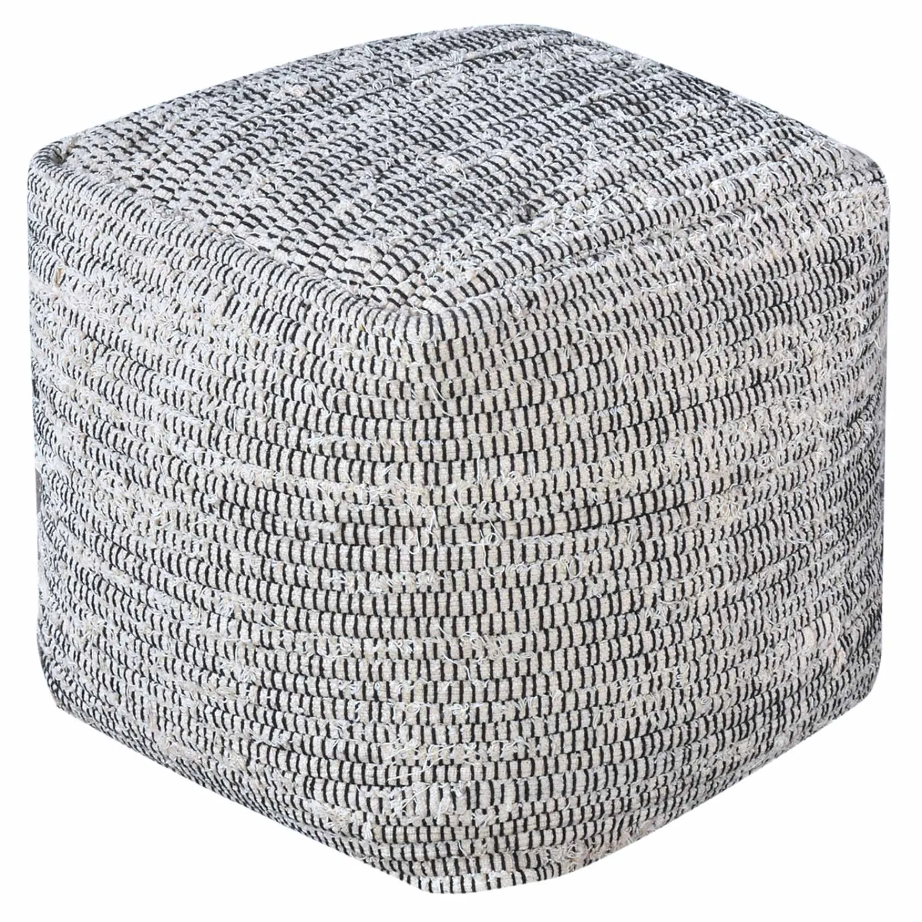 * Honeybloom Black & Cream Pouf Discount Online< Ottomans & Poufs