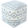 * Honeybloom Blue & Cream Pouf Low Price< Ottomans & Poufs