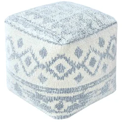 * Honeybloom Blue & Cream Pouf Low Price< Ottomans & Poufs