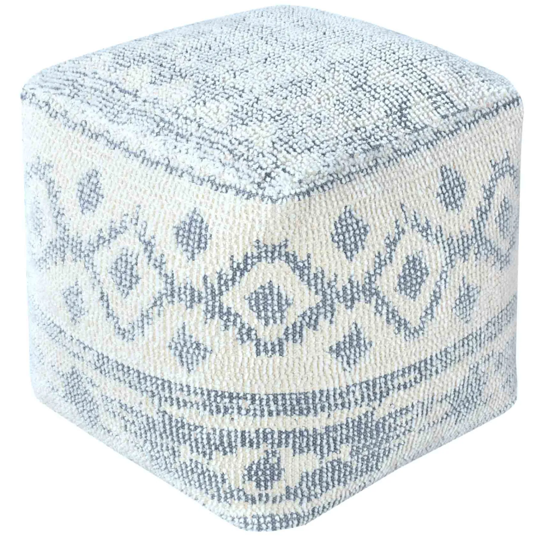 * Honeybloom Blue & Cream Pouf Low Price< Ottomans & Poufs