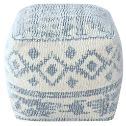 * Honeybloom Blue & Cream Pouf Low Price< Ottomans & Poufs