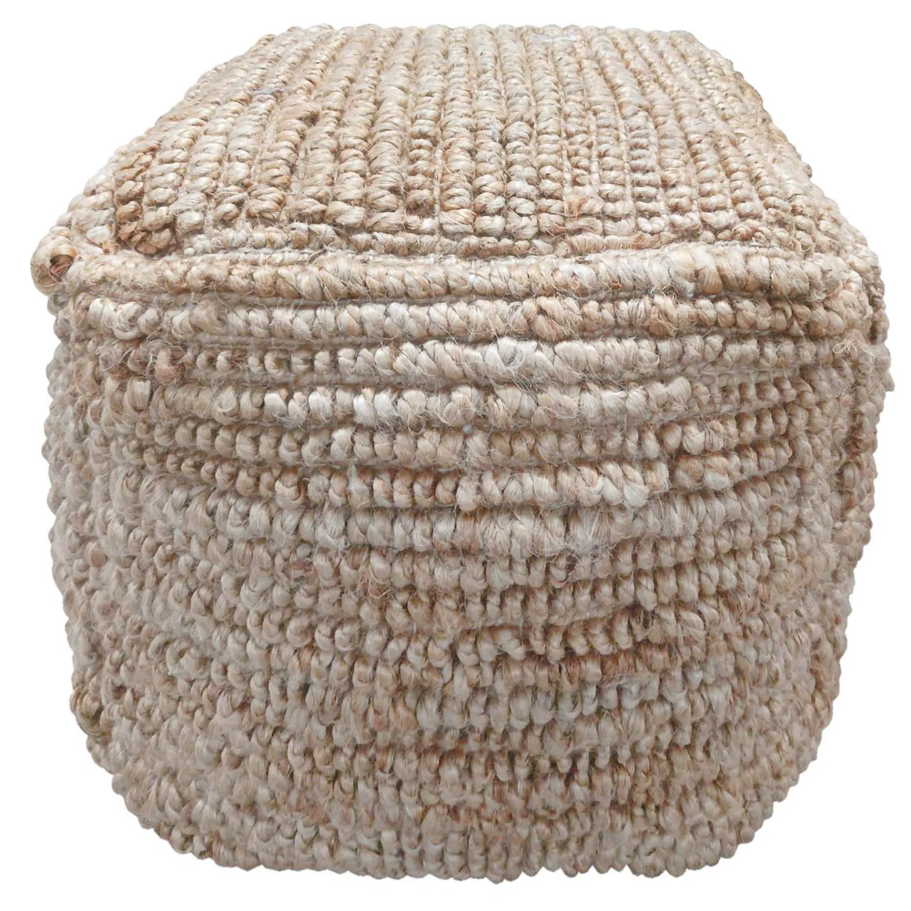 * Honeybloom Caleb Jute Square Pouf Opening Sales< Ottomans & Poufs