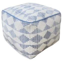 * Honeybloom Diana Blue & White Diamond Patterned Pouf Promotion< Ottomans & Poufs