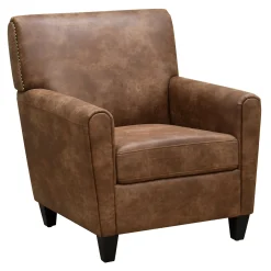 * Honeybloom Dylan Brown Faux Leather Arm Chair Flash Sale< Accent Chairs