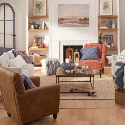 * Honeybloom Dylan Brown Faux Leather Arm Chair Flash Sale< Accent Chairs