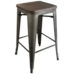 * Honeybloom Ennis Metal Barstool With Wooden Seat, 29 Featured< Barstools