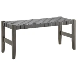 * Honeybloom Faux Leather Dark Grey Strap Bench Clearance< Benches