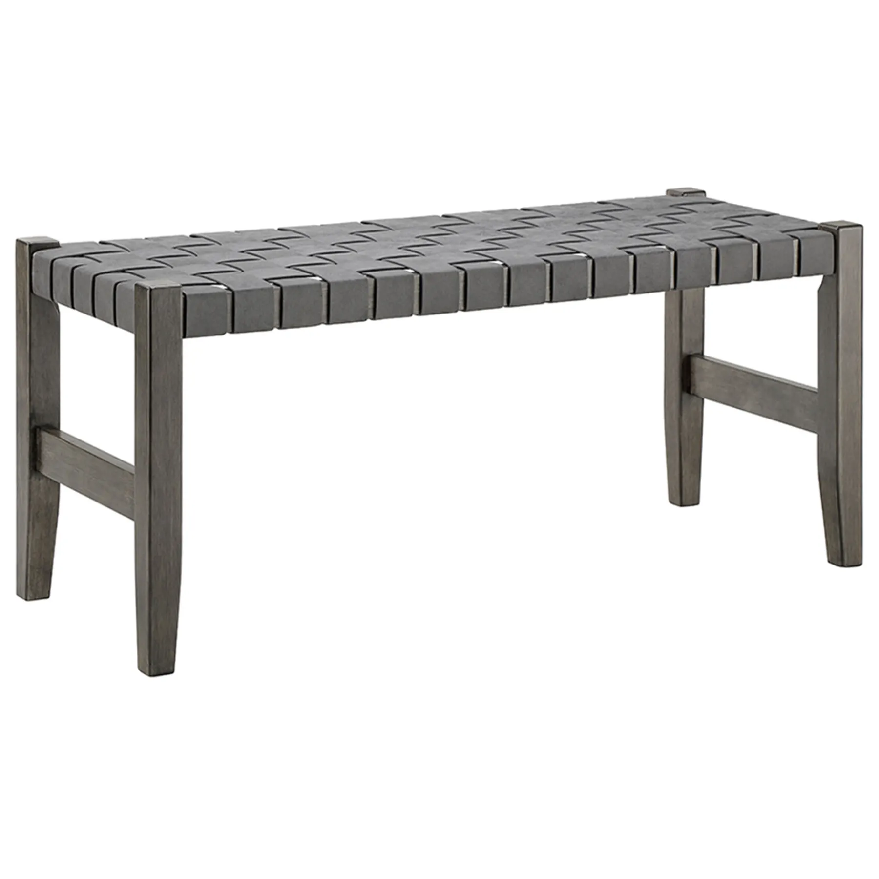 * Honeybloom Faux Leather Dark Grey Strap Bench Clearance< Benches