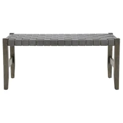 * Honeybloom Faux Leather Dark Grey Strap Bench Clearance< Benches