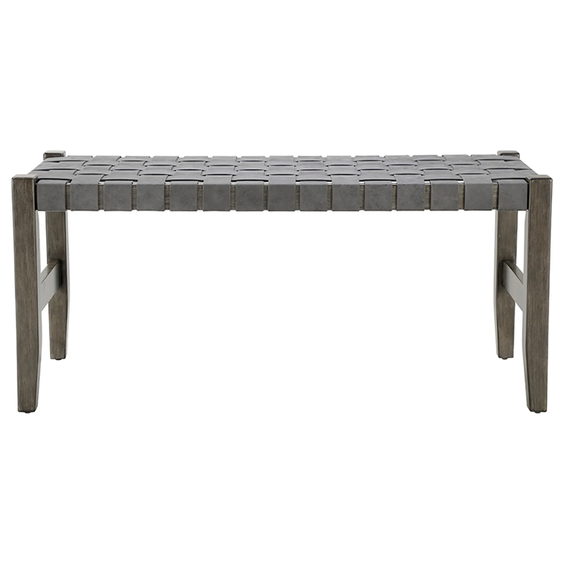 * Honeybloom Faux Leather Dark Grey Strap Bench Clearance< Benches