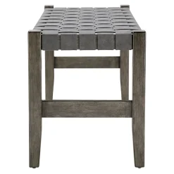* Honeybloom Faux Leather Dark Grey Strap Bench Clearance< Benches