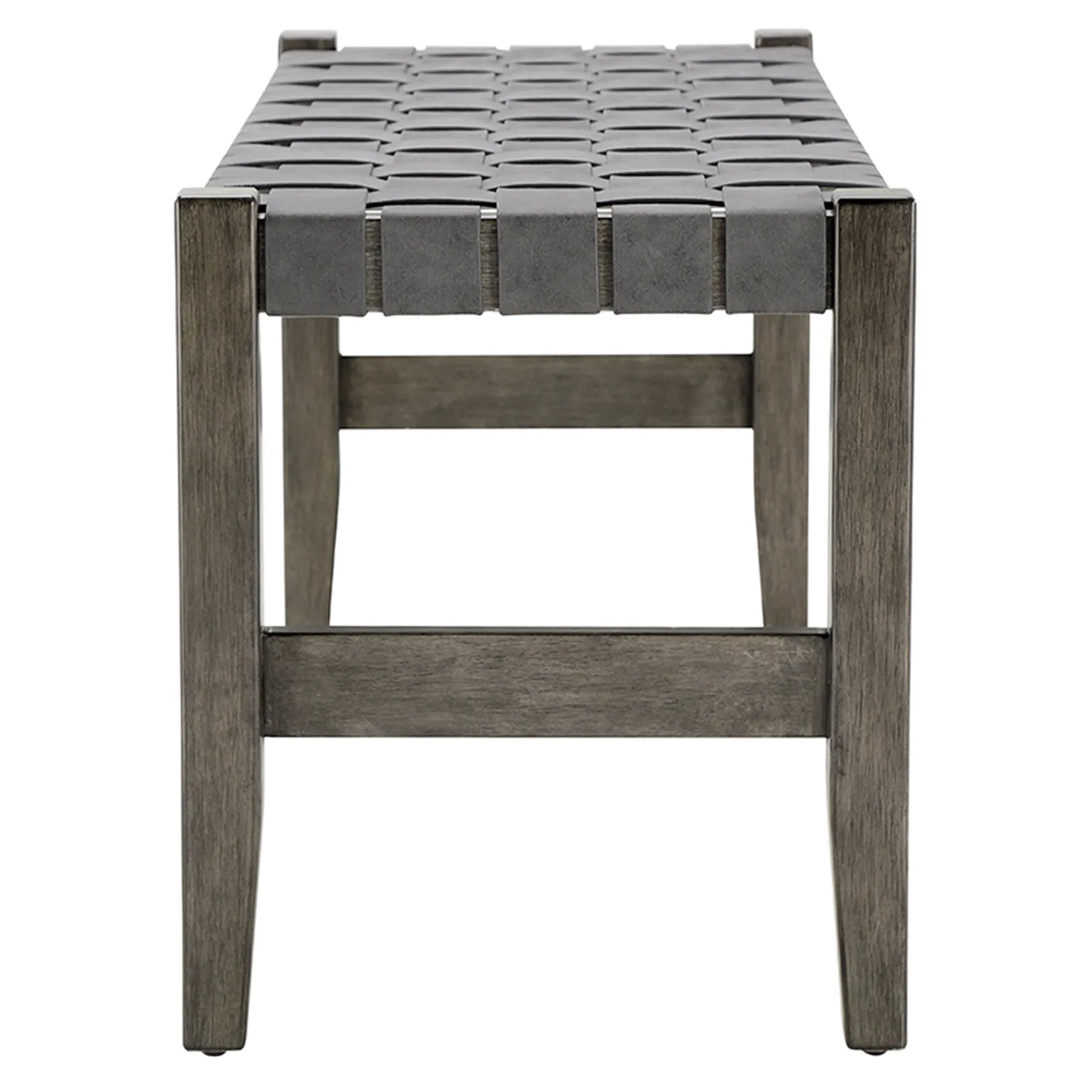* Honeybloom Faux Leather Dark Grey Strap Bench Clearance< Benches