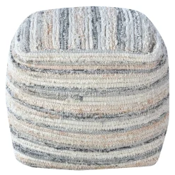 * Honeybloom Grey & Cream Pouf Opening Sales< Ottomans & Poufs