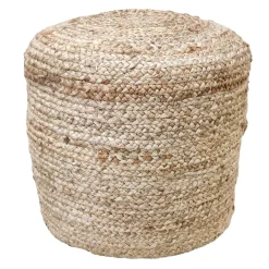 * Honeybloom Karson Jute Pouf Exquisite Gifts< Ottomans & Poufs