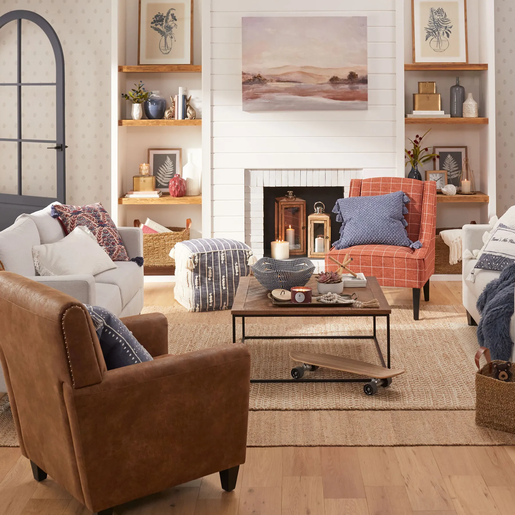 * Honeybloom Kayson Paprika Plaid Accent Chair Low Price< Accent Chairs