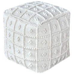 * Honeybloom Knots Cream Pouf Exquisite Gifts< Ottomans & Poufs