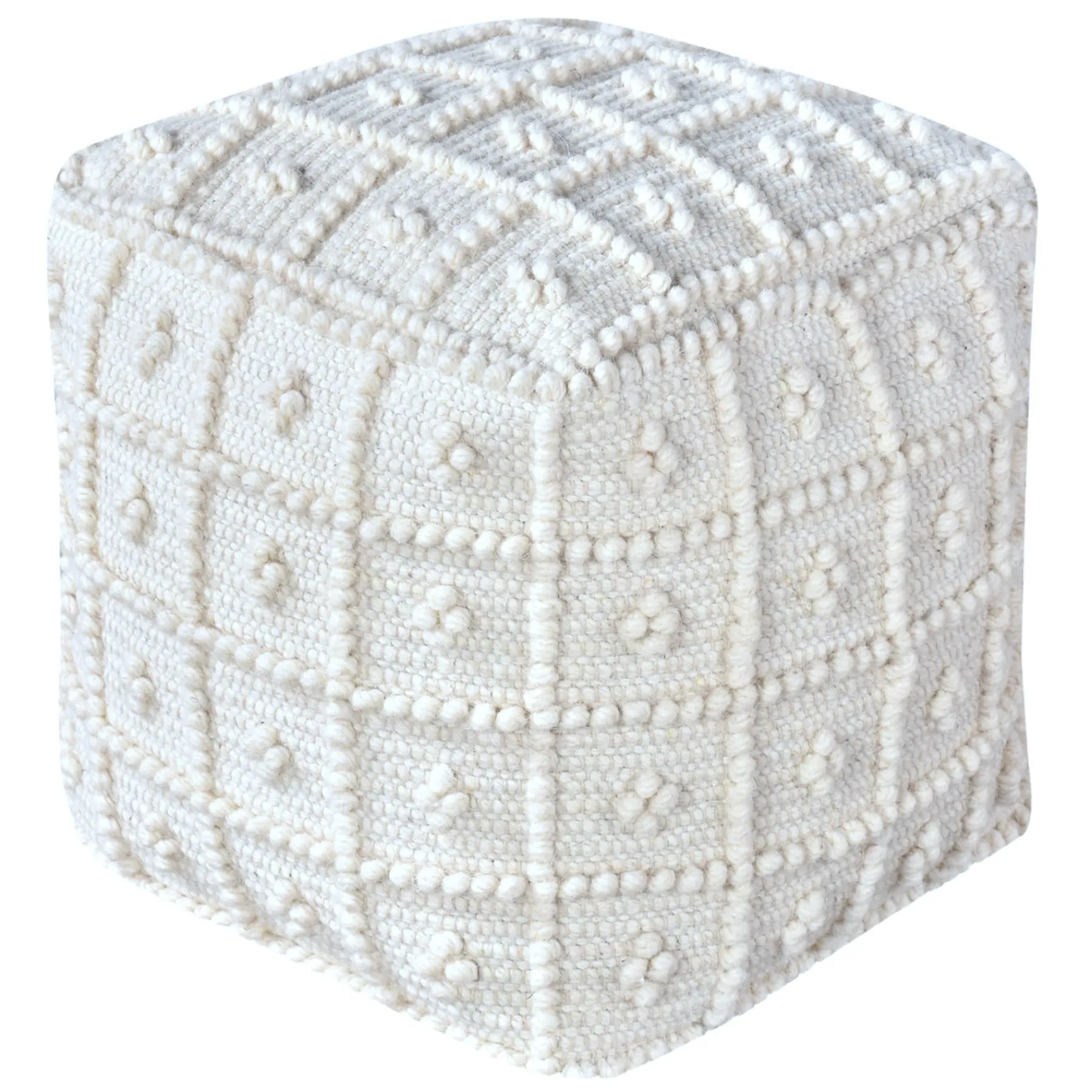 * Honeybloom Knots Cream Pouf Exquisite Gifts< Ottomans & Poufs