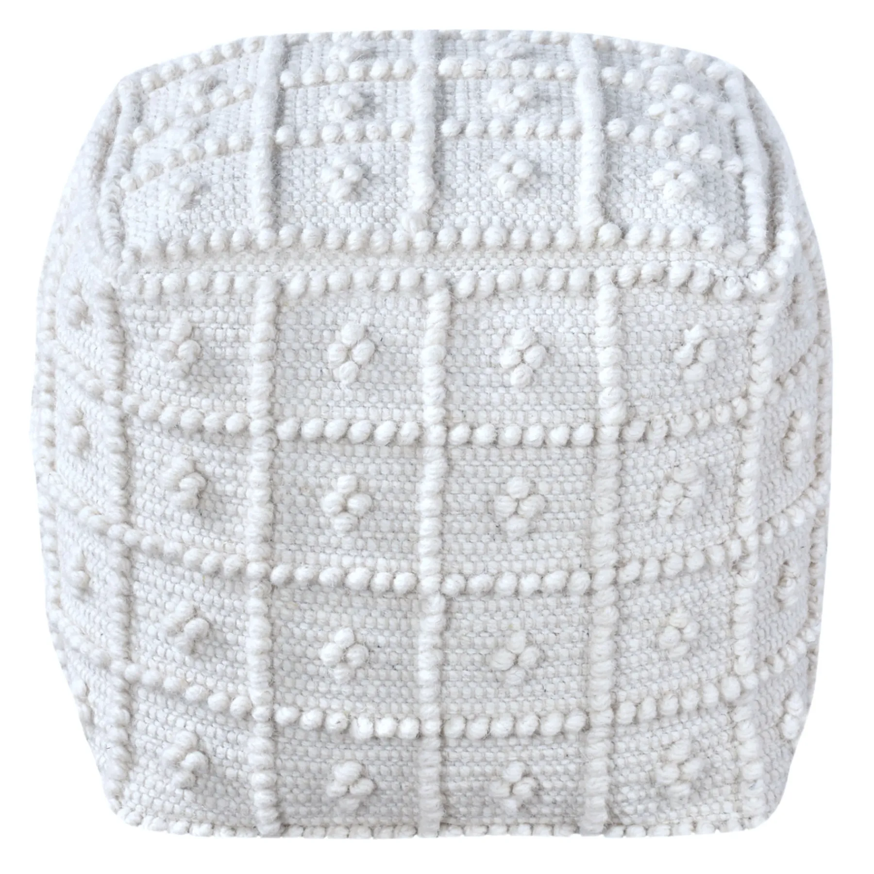 * Honeybloom Knots Cream Pouf Exquisite Gifts< Ottomans & Poufs