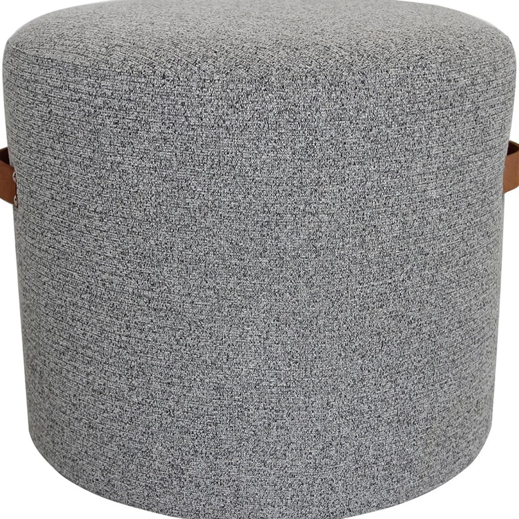 * Honeybloom Rica Textured Pouf With Faux Leather Handles, Grey Less Expensive< Ottomans & Poufs