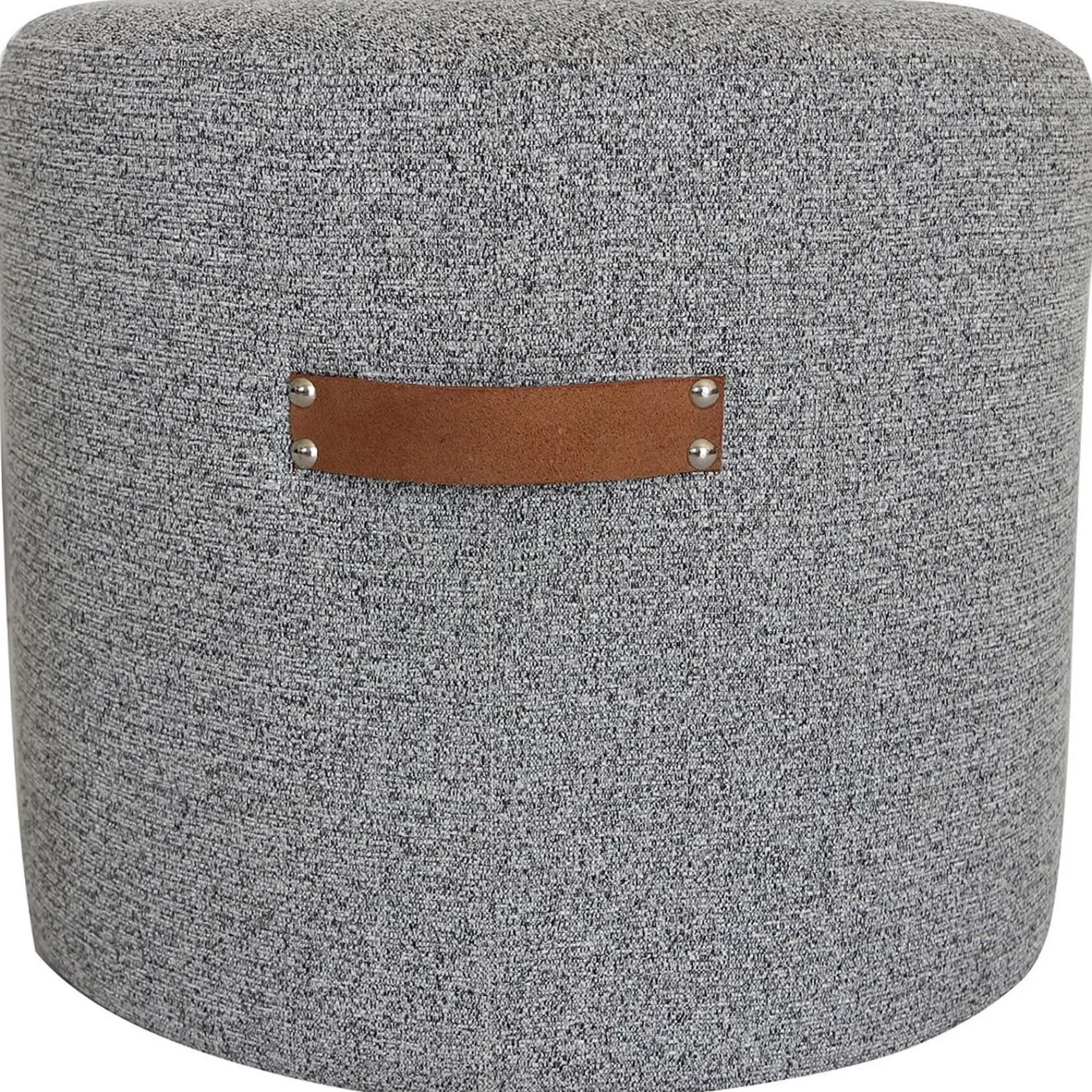 * Honeybloom Rica Textured Pouf With Faux Leather Handles, Grey Less Expensive< Ottomans & Poufs