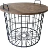 * Honeybloom Round Wire Basket Table With Removable Wood Top Discount< Accent Tables