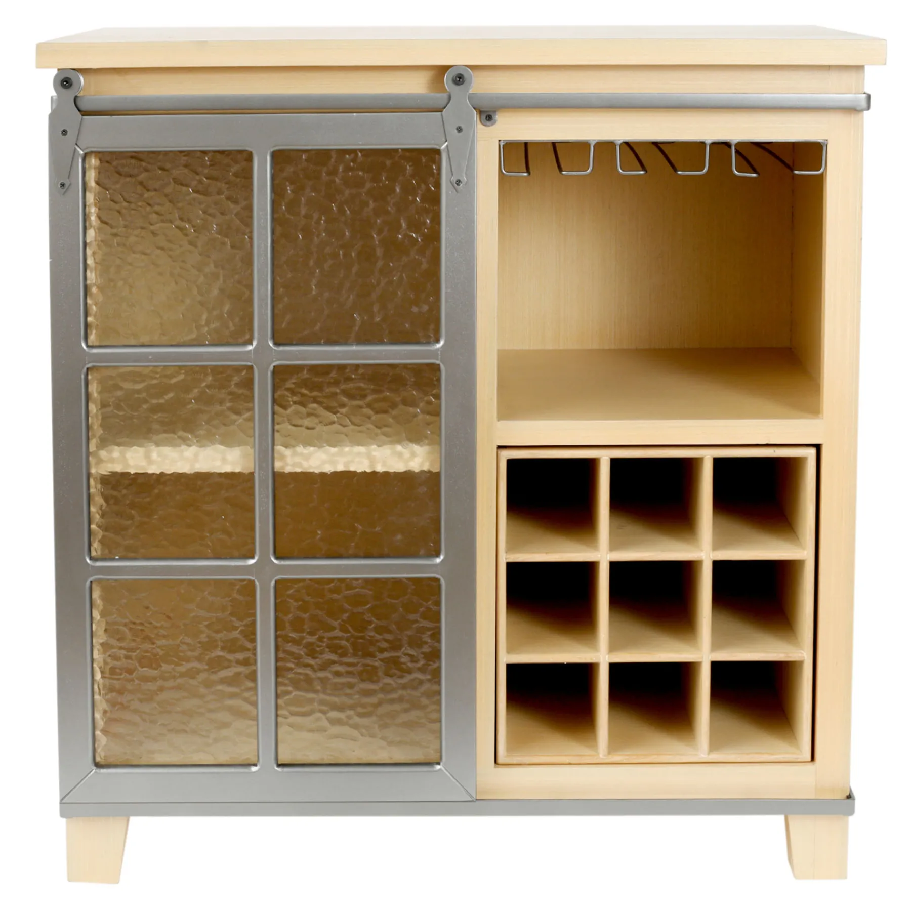 * Honeybloom Suzanne Barn Door Wine Cabinet Featured< Baker'S Racks & Bar Carts