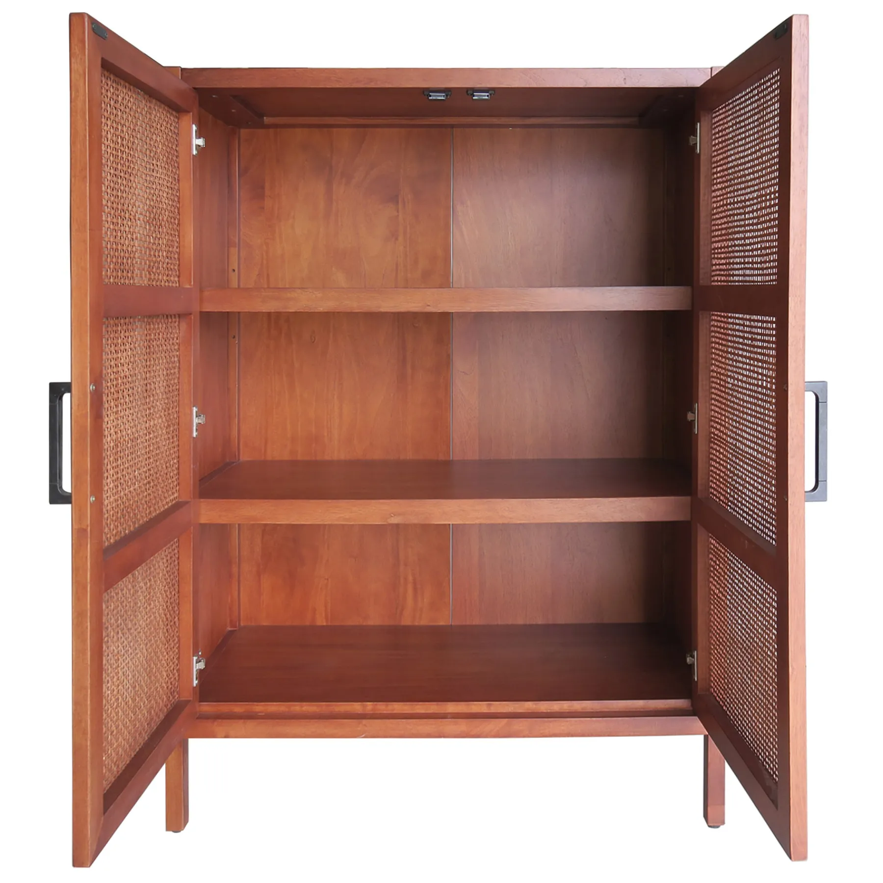 * Honeybloom Wood Rattan Door Cabinet Premium< Cabinets & Chests