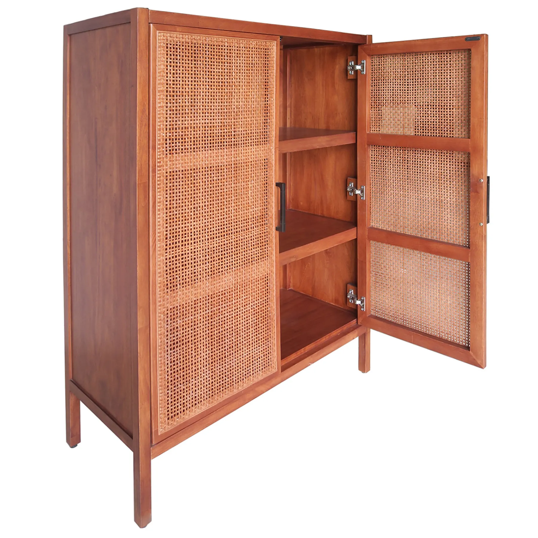 * Honeybloom Wood Rattan Door Cabinet Premium< Cabinets & Chests