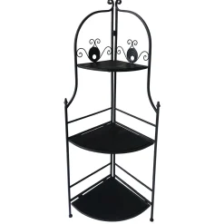 * 48In. Black Metal Corner Rack With Folding Wood Shelves Discount< Baker'S Racks & Bar Carts
