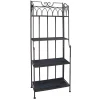 * 61In. Brown Decorative Arch Metal Rack With Folding Wood Top Shelves Clearance< Baker'S Racks & Bar Carts