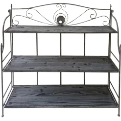 * 40In. Rustic Metal Rack With Folding Wood Top Shelves Outlet< Baker'S Racks & Bar Carts