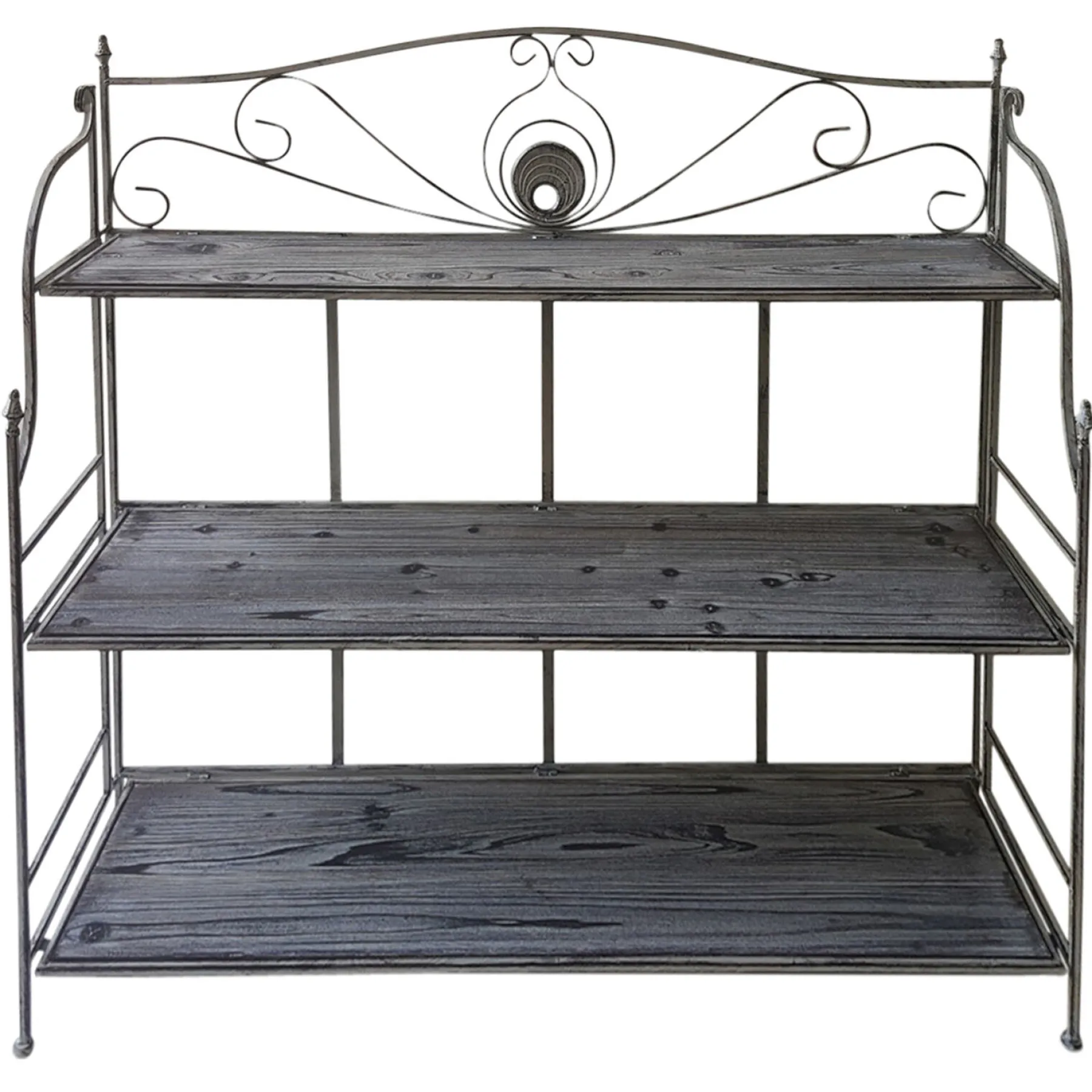 * 40In. Rustic Metal Rack With Folding Wood Top Shelves Outlet< Baker'S Racks & Bar Carts