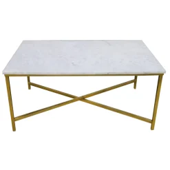 * Isabella Gold Coffee Table With Marble Top Discount Online< Coffee & End Tables