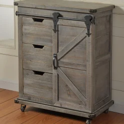 * Jacob 3-Drawer Sliding Barn Door Cabinet Flash Sale< Cabinets & Chests