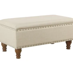 * Jasmine Linen Storage Ottoman, Natural Less Expensive< Stools & Benches