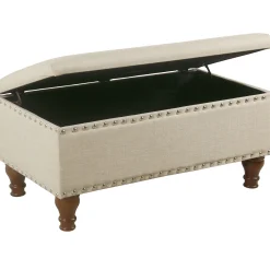 * Jasmine Linen Storage Ottoman, Natural Less Expensive< Stools & Benches