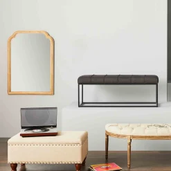 * Jasmine Linen Storage Ottoman, Natural Less Expensive< Stools & Benches