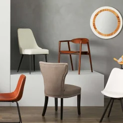* Jhene Ii Grey Studded Back Dining Chair Low Price< Dining Chairs & Benches